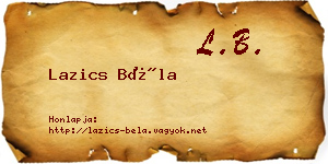 Lazics Béla névjegykártya